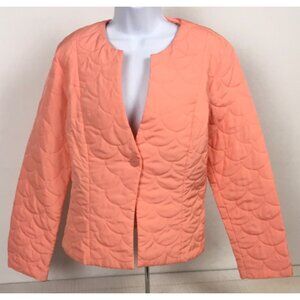 B Belongings Jacket Women Size L Light Orange Quilted Long Sleeves One Button
